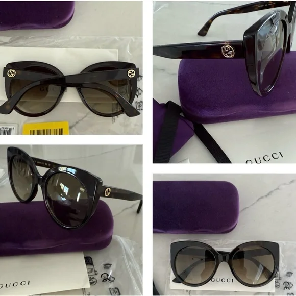 GUCCI CLASSIC AND TIMELESS HAVANA FRAMES WITH “GG” GOLD LOGO ON TEMPLES SUNNIES